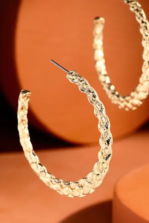 IVY BRAIDED METAL HOOP EARRINGS - 2 COLORS