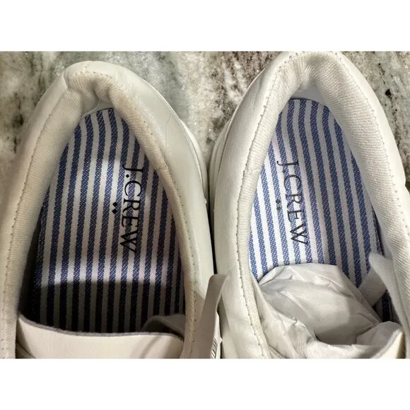 J Crew Road Trip Sneakers Womens 7 M Lace Up White Leather Casual Comfort