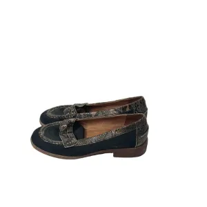 Jeffrey Campbell black shoes Academy Loafer Suede Colorblock snake Size 8