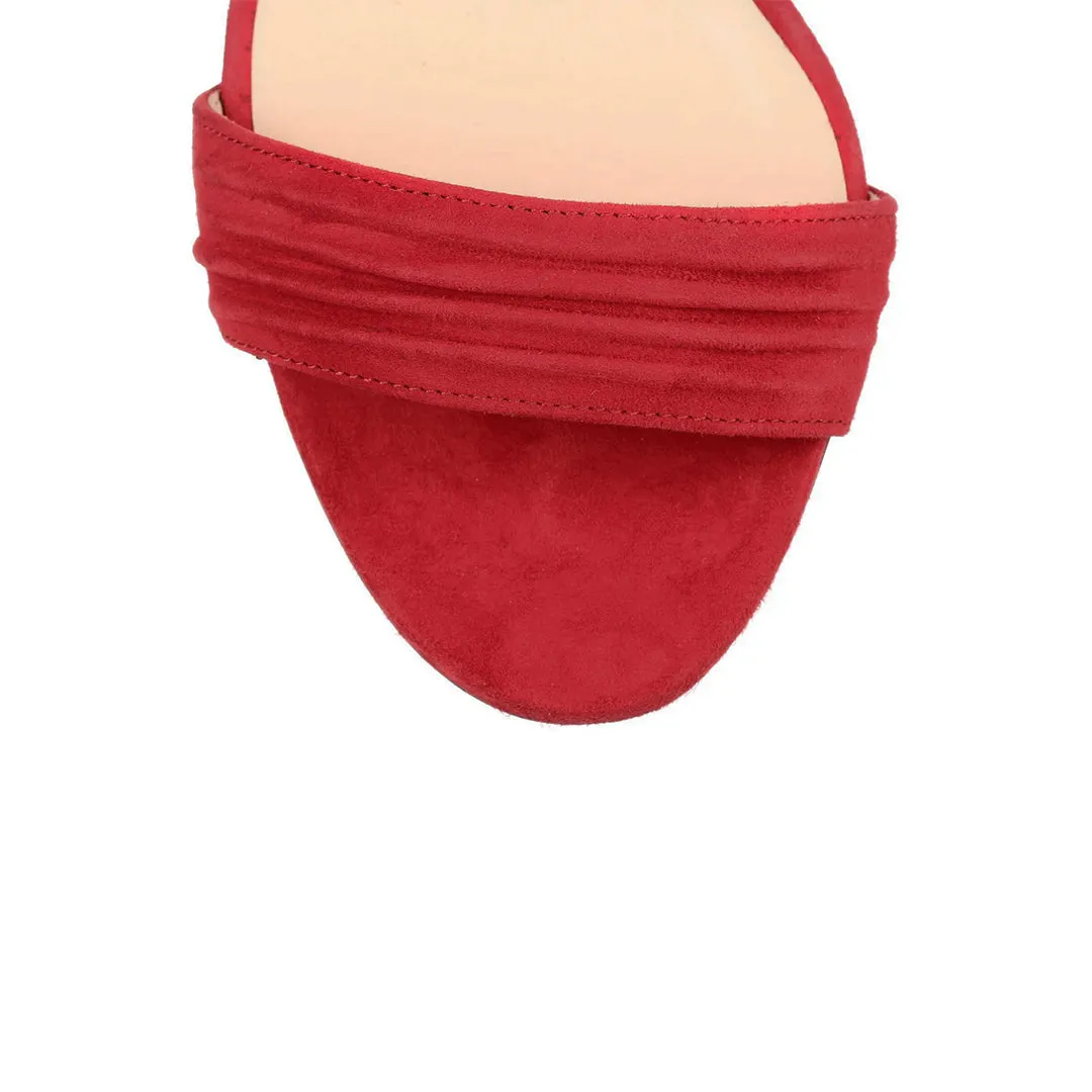 Jimmy Choo Red Suede Tie Ankle Heels