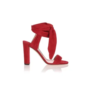 Jimmy Choo Red Suede Tie Ankle Heels