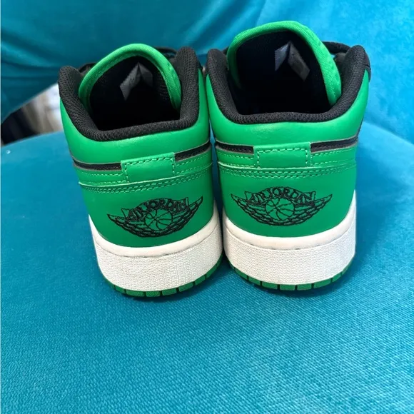 Jordan Green and Black Sneakers with Low-Top Design and Clean White Midsole