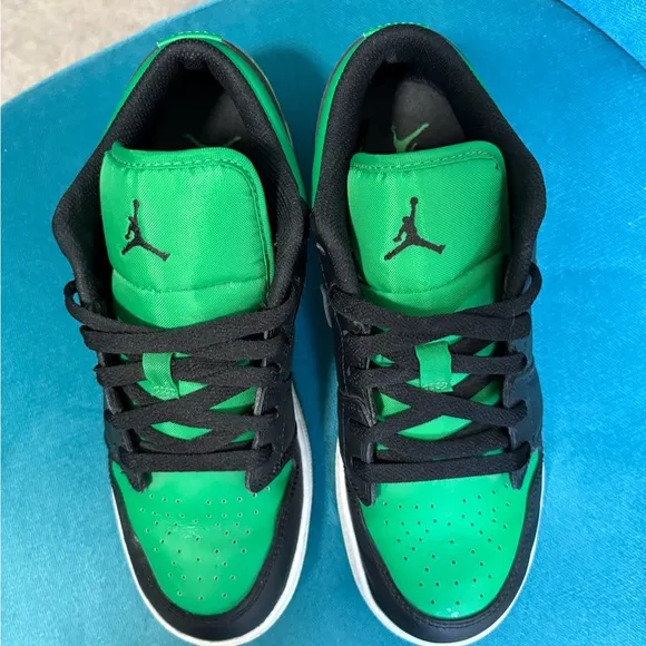 Jordan Green and Black Sneakers with Low-Top Design and Clean White Midsole