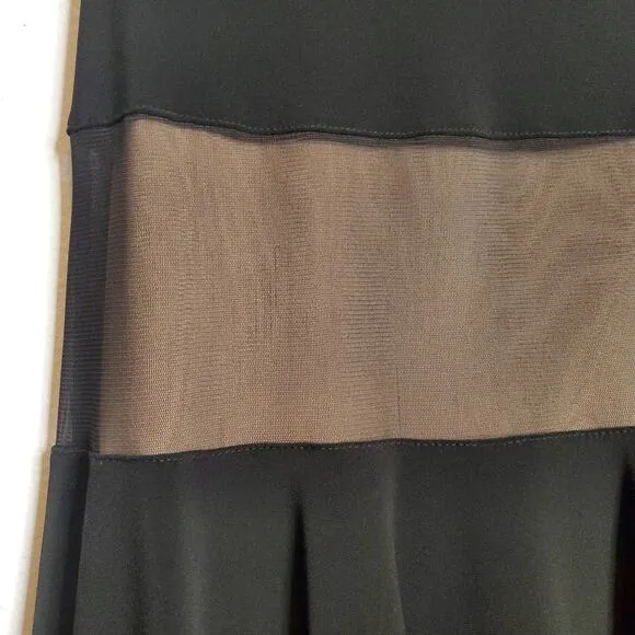 Joseph Ribkoff Nude Illusion Mesh Overlay Striped Dress Size 4 Black Cocktail