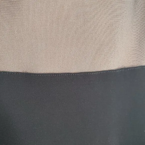 Joseph Ribkoff Nude Illusion Mesh Overlay Striped Dress Size 4 Black Cocktail