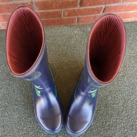 Joules Kids Rain Boots Blue Green Dinosaur Size 4