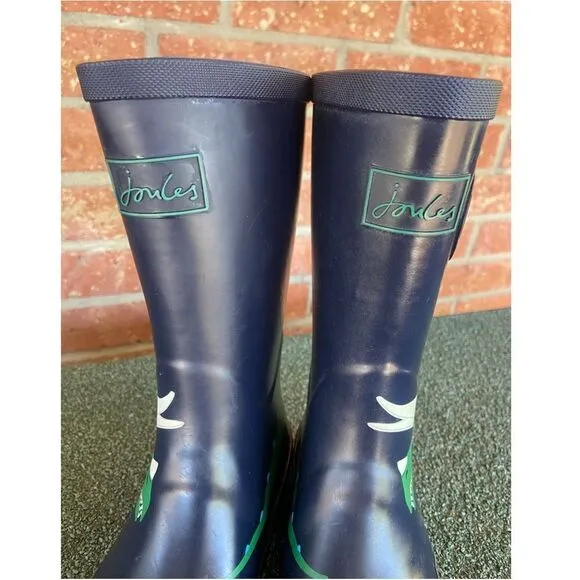 Joules Kids Rain Boots Blue Green Dinosaur Size 4