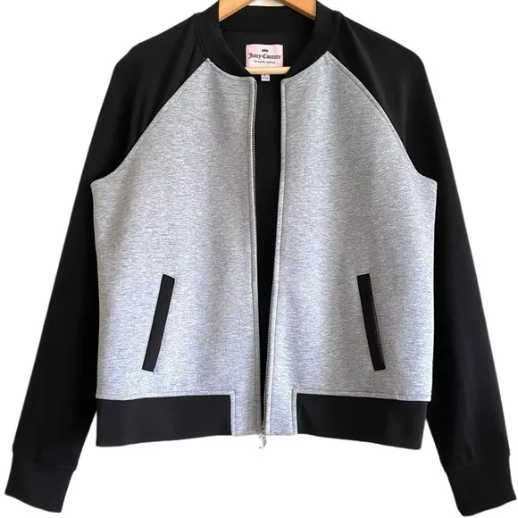 JUICY COUTURE “COUTURE” Graphic Full Zipper Colorblock Varsity Bomber Jacket L