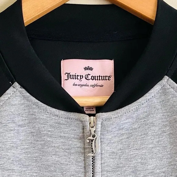 JUICY COUTURE “COUTURE” Graphic Full Zipper Colorblock Varsity Bomber Jacket L