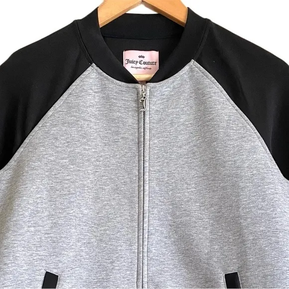 JUICY COUTURE “COUTURE” Graphic Full Zipper Colorblock Varsity Bomber Jacket L