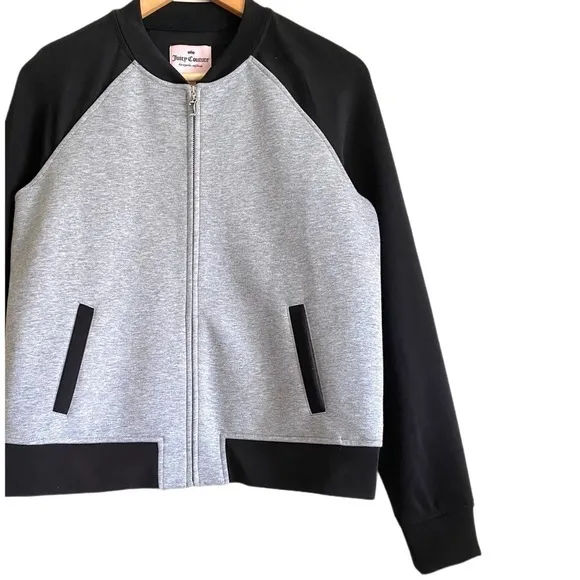 JUICY COUTURE “COUTURE” Graphic Full Zipper Colorblock Varsity Bomber Jacket L