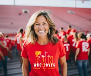 Just a Fan Who Loves Kansas City Football Red Tee