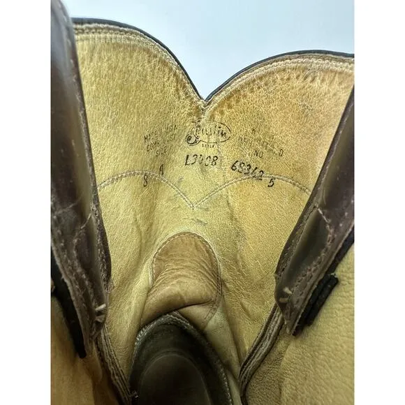 Justin Classic Roper Boots Leather Brown Bay Apache #3408 Mens US 8 A Midcalf