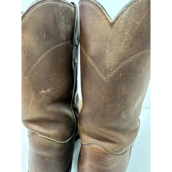 Justin Classic Roper Boots Leather Brown Bay Apache #3408 Mens US 8 A Midcalf