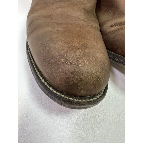 Justin Classic Roper Boots Leather Brown Bay Apache #3408 Mens US 8 A Midcalf