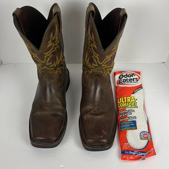 Justin Stampede Square Toe Leather Boot Men’s Size 9EE