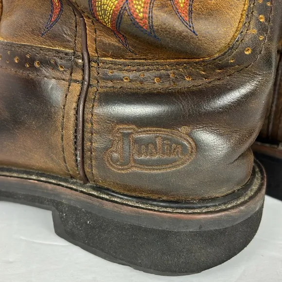Justin Stampede Square Toe Leather Boot Men’s Size 9EE