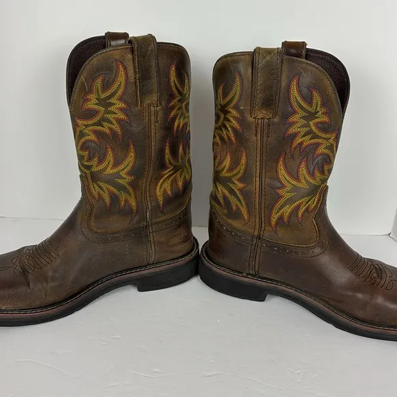 Justin Stampede Square Toe Leather Boot Men’s Size 9EE