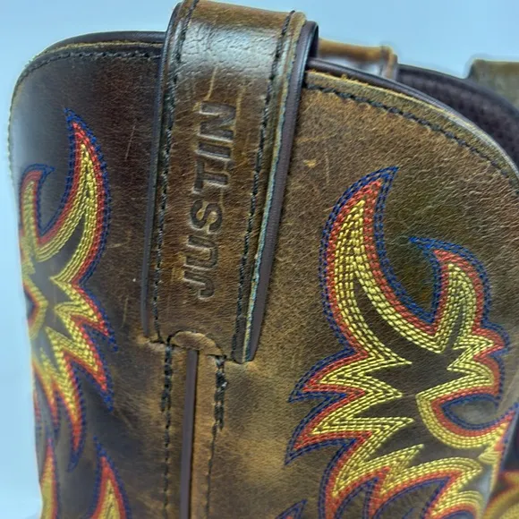 Justin Stampede Square Toe Leather Boot Men’s Size 9EE