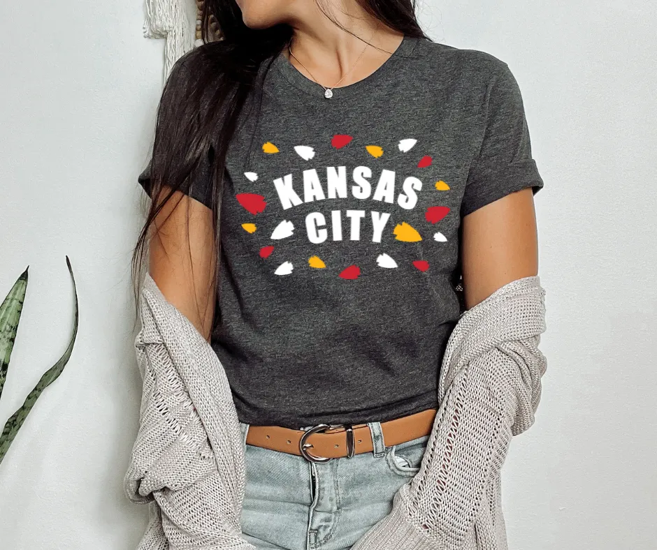 Kansas City Arrowhead Confetti Dark Heather Grey Tee