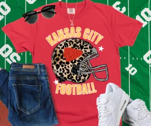 Kansas City Football Leopard Helmet Red Tee