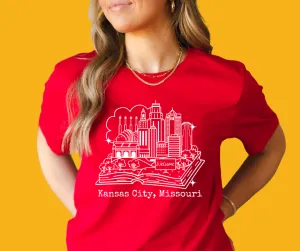 Kansas City Skyline Outline Red Tee