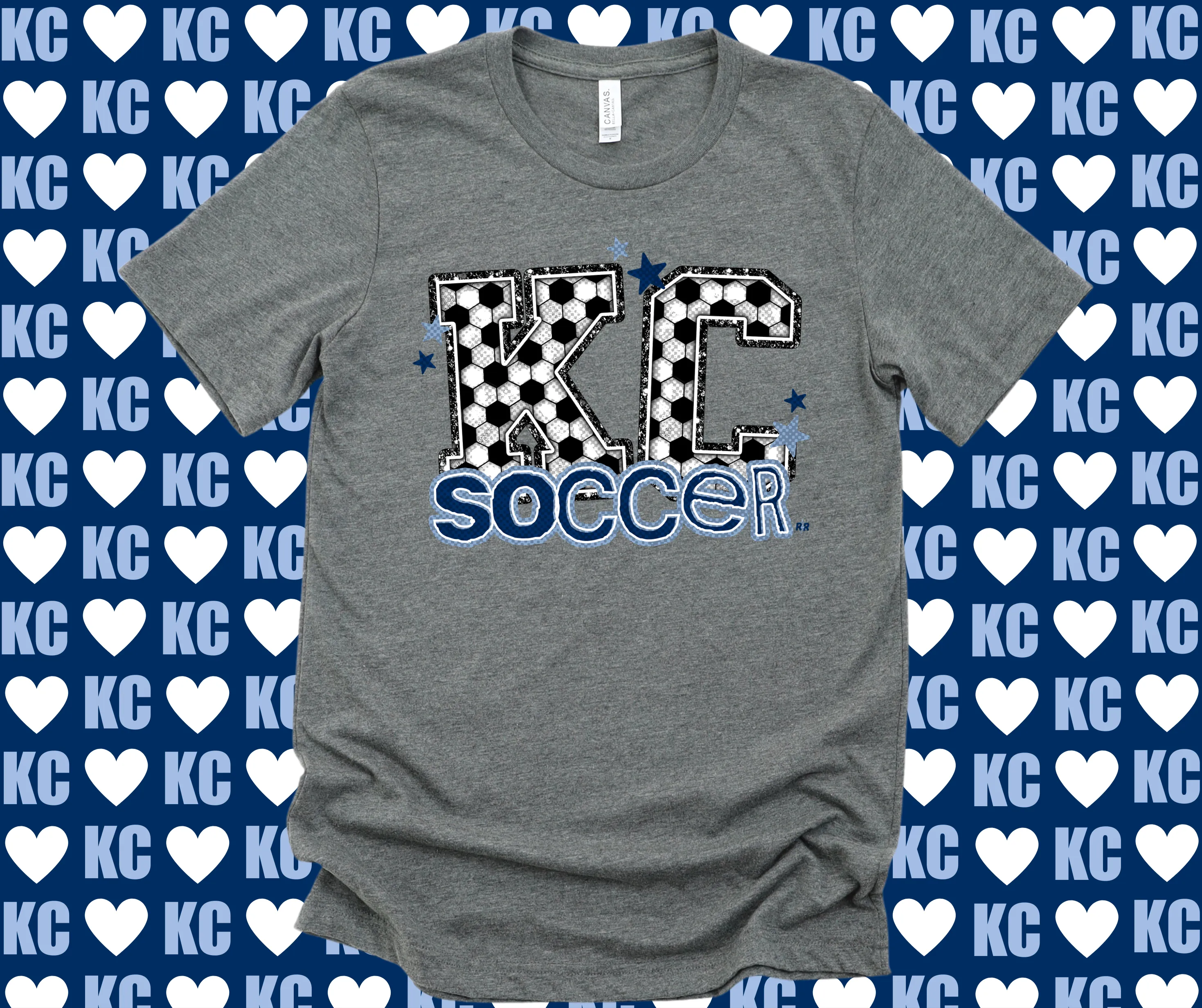 Kansas City Soccer Letters Grey Tee