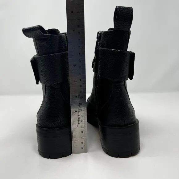 Karl Lagerfeld Boots Woman's 7.5M Black Payson Side Zip Jeweled Ankle Belt  NWOT