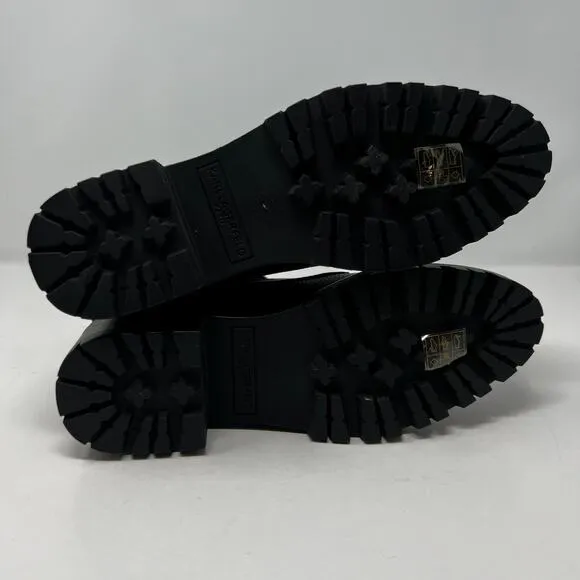 Karl Lagerfeld Boots Woman's 7.5M Black Payson Side Zip Jeweled Ankle Belt  NWOT
