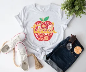 KC Colored Teach Floral Apple Ash Tee