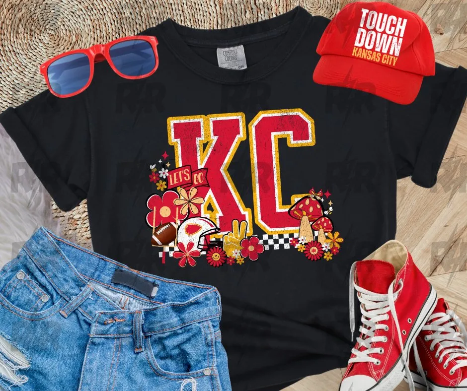 KC Retro Icons w/ Mushrooms Black Tee