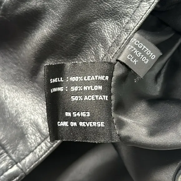 Kenneth Cole genuine leather brown gray black colorblock cropped moto jacket