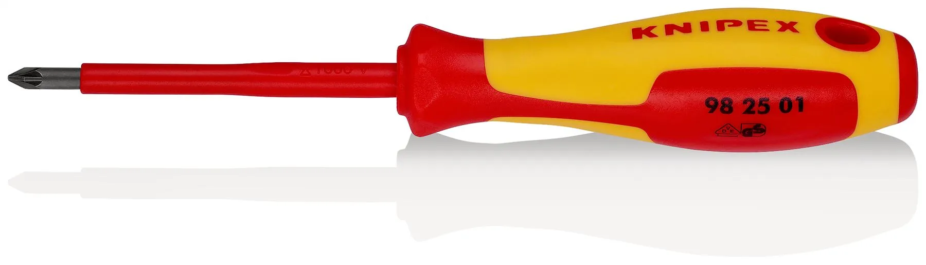 KNIPEX Screwdriver for Pozi Screws PZ1 x 80mm VDE Insulated Multi Component Grips 187mm 98 25 01