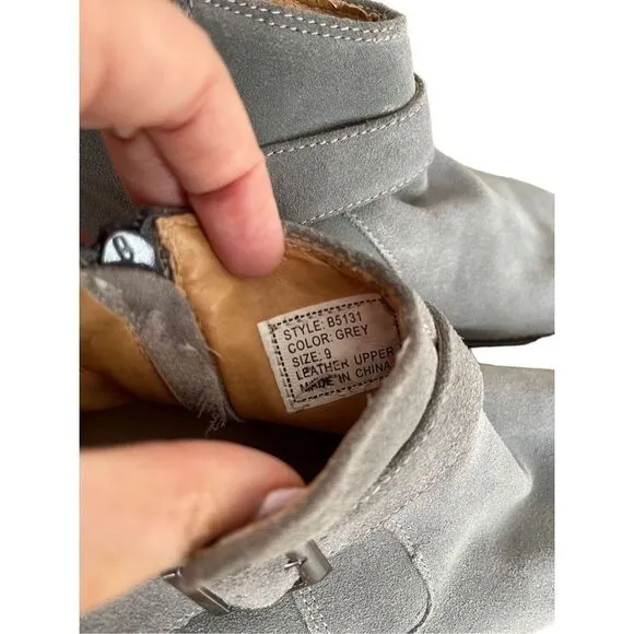 La Milano Mens Gray Leather Italy Collection Suede Buckle Ankle Boots Size 9