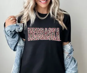Leopard Nebraska Block Letters Black Tee