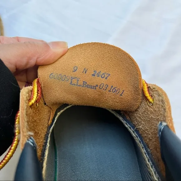 L.L. Bean Women’s Low Cut Duck Rain Boots Gumshoes Tan and Navy Size 9N