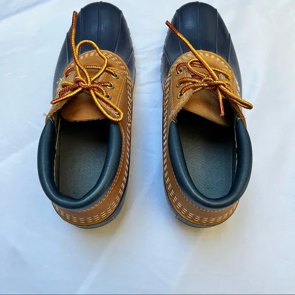 L.L. Bean Women’s Low Cut Duck Rain Boots Gumshoes Tan and Navy Size 9N