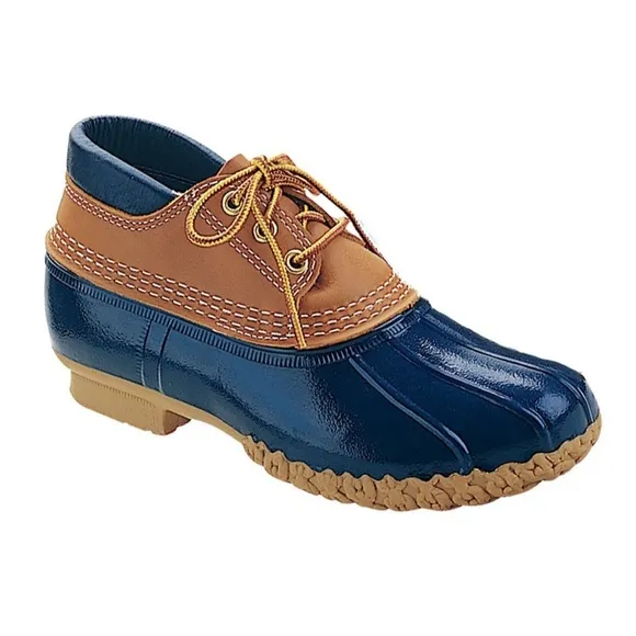 L.L. Bean Women’s Low Cut Duck Rain Boots Gumshoes Tan and Navy Size 9N