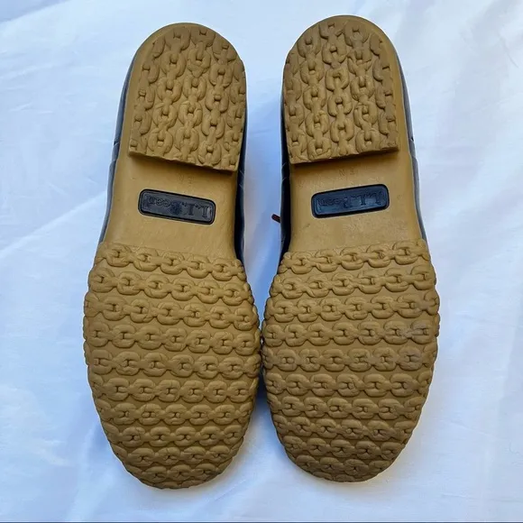L.L. Bean Women’s Low Cut Duck Rain Boots Gumshoes Tan and Navy Size 9N