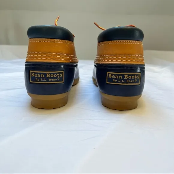 L.L. Bean Women’s Low Cut Duck Rain Boots Gumshoes Tan and Navy Size 9N