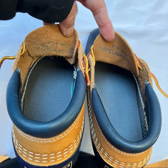 L.L. Bean Women’s Low Cut Duck Rain Boots Gumshoes Tan and Navy Size 9N