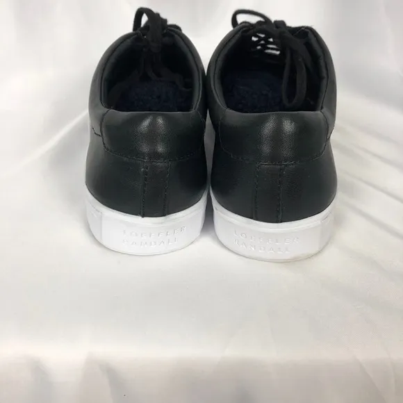 Loeffler Randall Logan Low Top Leather Shearling Sneakers Black Blue Casual