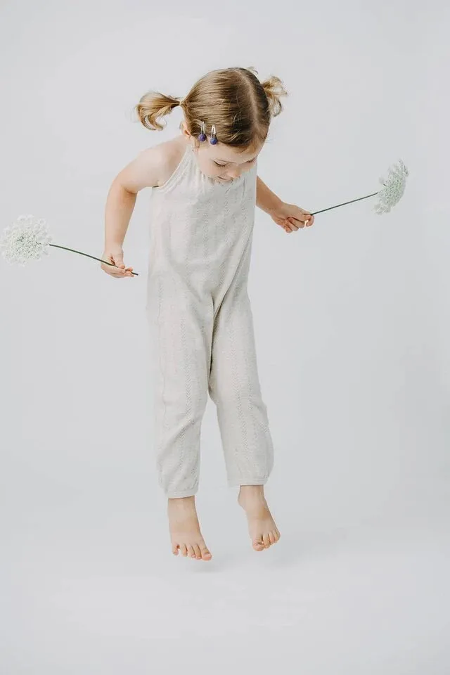 L'ovedbaby Pointelle Tie Halter Romper - Stone