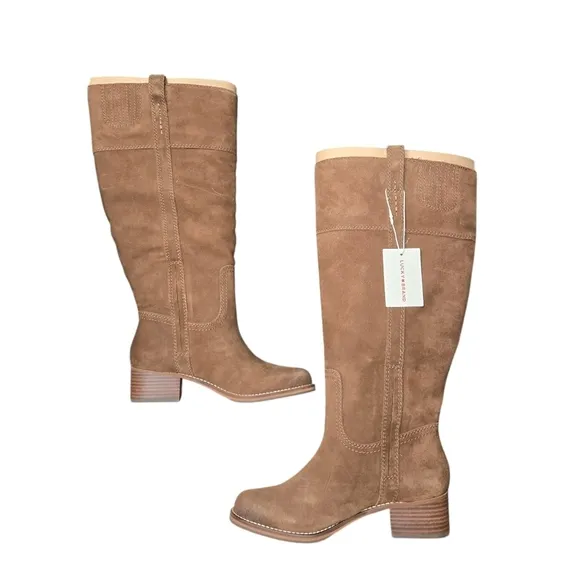 Lucky Brand Hybiscus Extra Wide Calf Riding Boots Desert Palm Brown Size 7