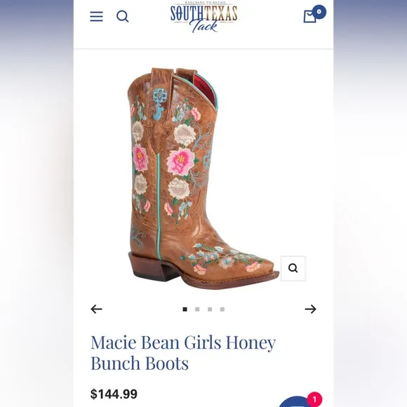Macy Bean girls embroidered flower boots size 4