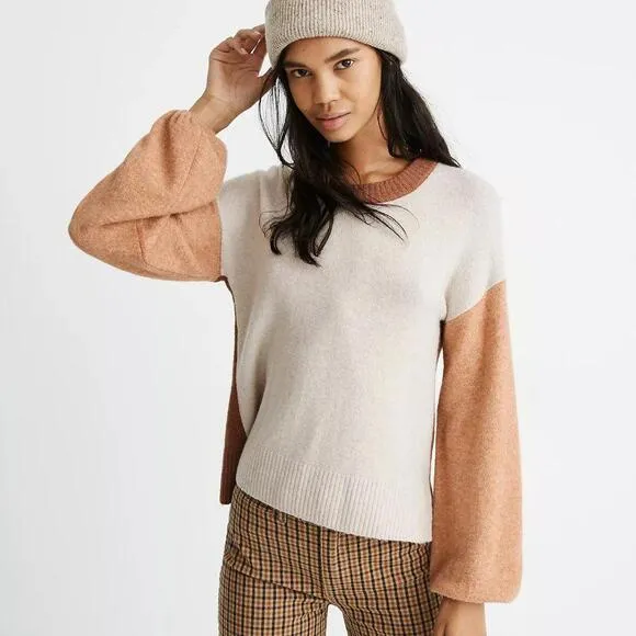 Madewell Colorblock Payton Pullover Sweater Coziest Yarn