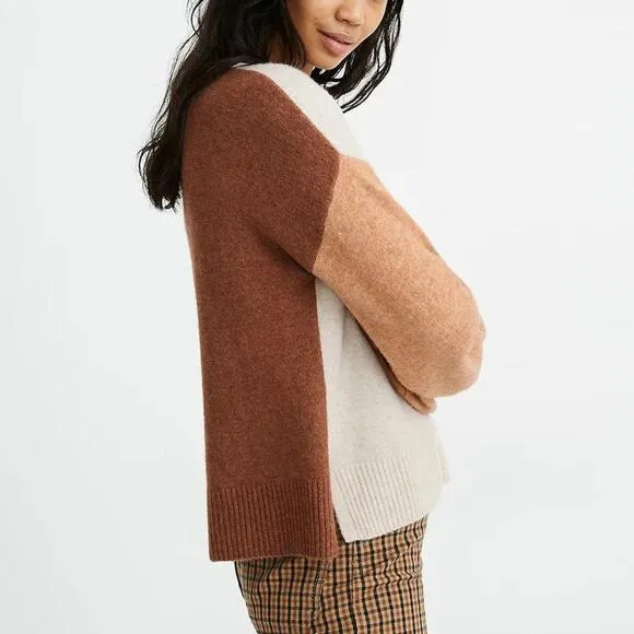 Madewell Colorblock Payton Pullover Sweater Coziest Yarn