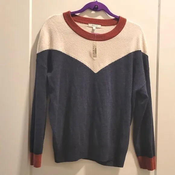 Madewell Colorblock Yolk Pullover Sweater Size Small NWT