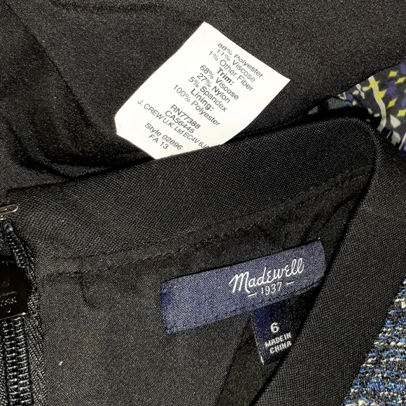 MADEWELL Shimmerweave Blue &amp; Black Colorblock Short Sleeve Sheath Minidress