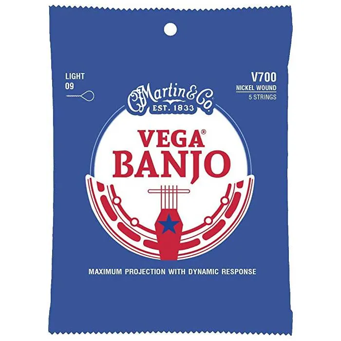 Martin V700 Vega Banjo Guitar Strings - Light